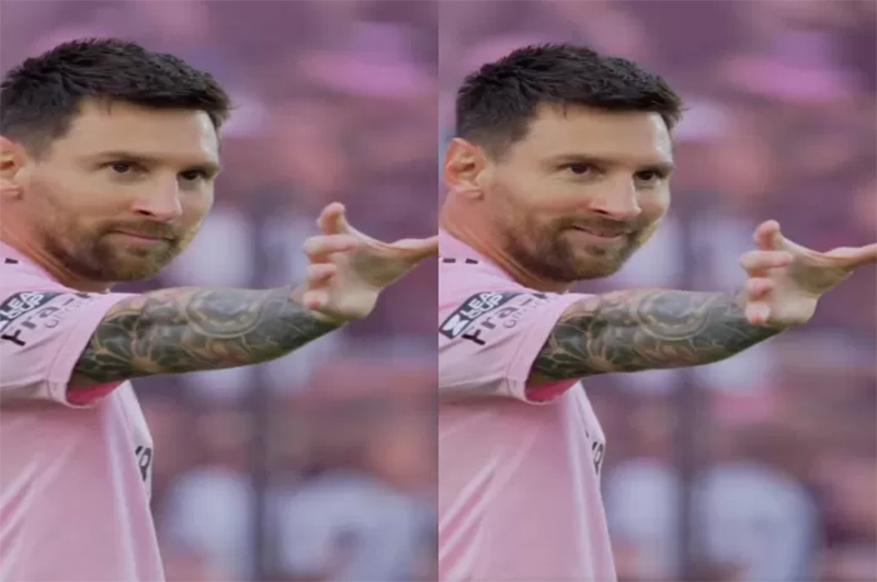 Lionel Messi merayakan selebrasi ala superhero Thor usai mencetak gol bersama Inter Miami.